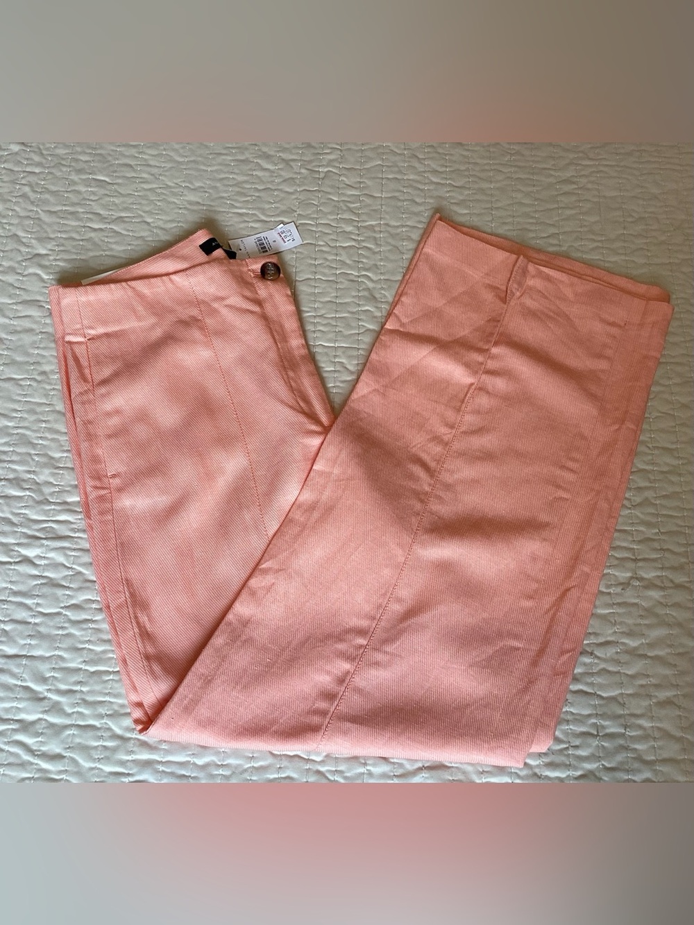 Ann Taylor Peach Linen Wide Leg Trousers Soft Feminine Minimalist Chic Size 8